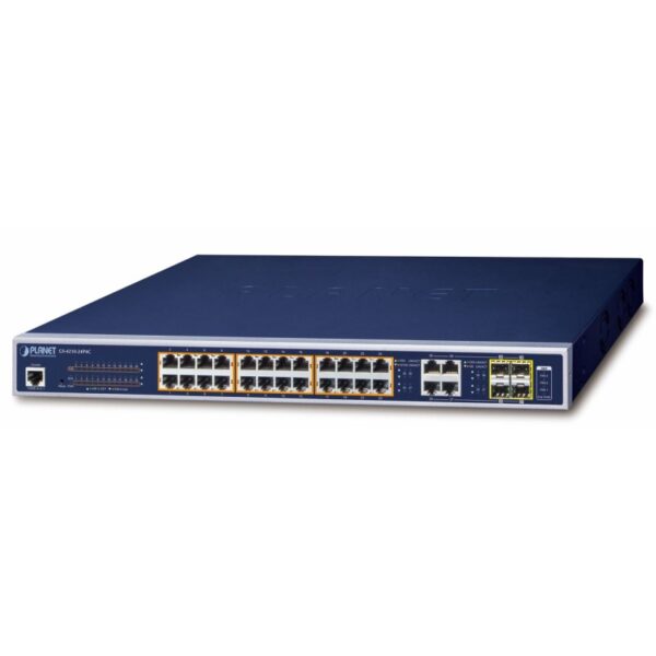 Planet 24 Port Managed 1Gb PoE Switch, 4x RJ45/SFP, 440W