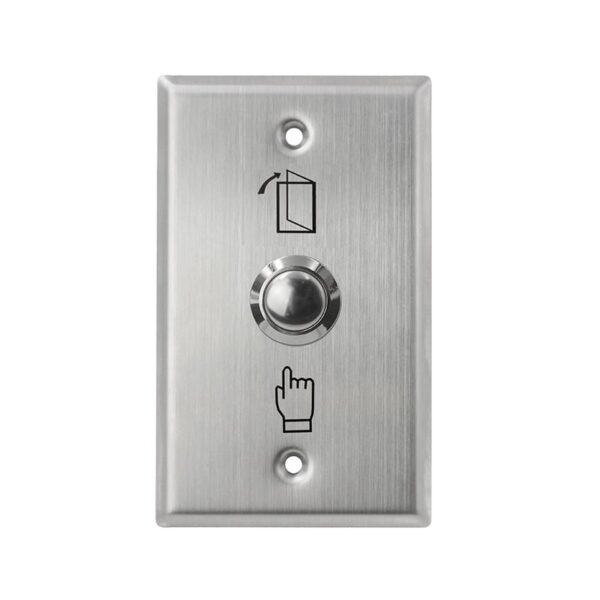 X2 Dome Exit Button, Hand/Door Icon, SS - Large, N/O, SPST, Screw Terminal