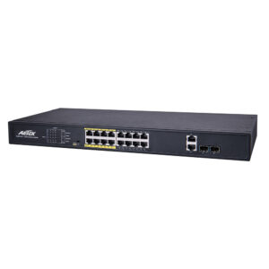 Aetek 16 Port Unmanaged PoE Switch, 2x 1Gb SFP/RJ45, EX Mode, 250W