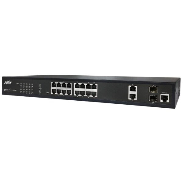 *CLR* Aetek 16 Port Managed Gigabit PoE Switch, 2x 1Gb SFP, 2x 1Gb RJ45, 250W