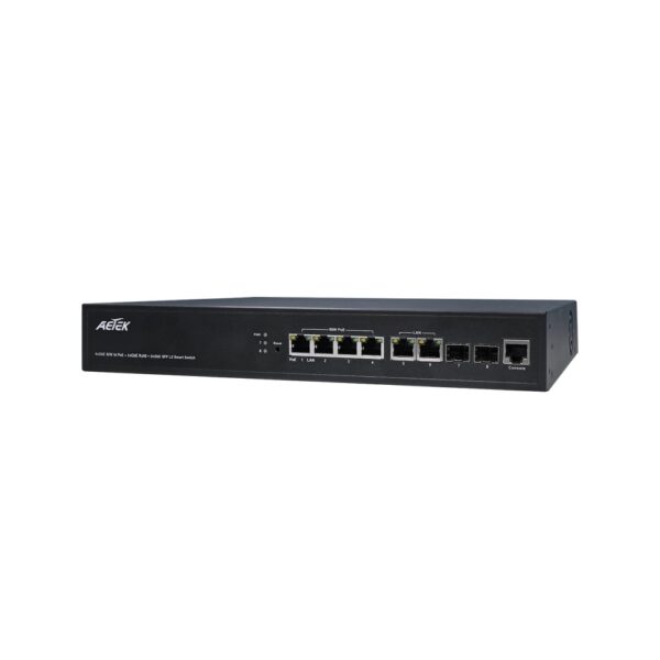 Aetek 4 Port Managed POE Bt Switch, for C62-05030x Switches 2x1G, 360W