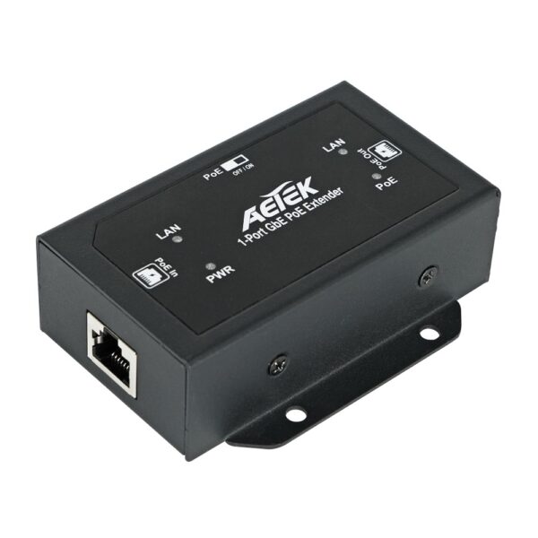 Aetek 1 to 1 Indoor Passive 1Gbe PoE Extender, Daisy-chain