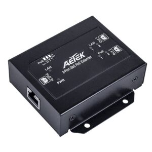 Aetek 1 to 2 Port Indoor Passive 1Gbe PoE Extender, Daisy-chain