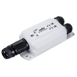 Aetek 1 to 2 Port Outdoor Passive 1Gbe PoE Extender, Daisy-chain, IP68