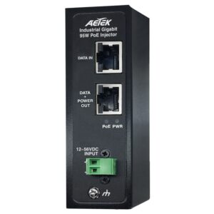 Aetek 1 Port PoE Bt Industrial Injector, 95W, 12-48VDC Input