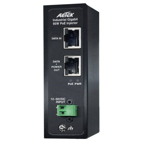 Aetek 1 Port PoE Bt Industrial Injector, 95W, 12-48VDC Input