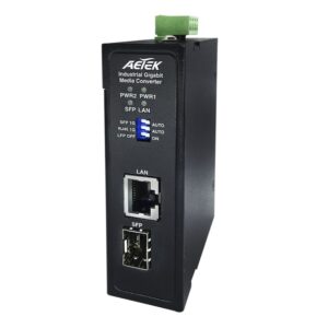 *SpOrd* Aetek Industrial Media Converter, 1xGbE + 1x GbE SFP, 24VAC, -40 to 75C