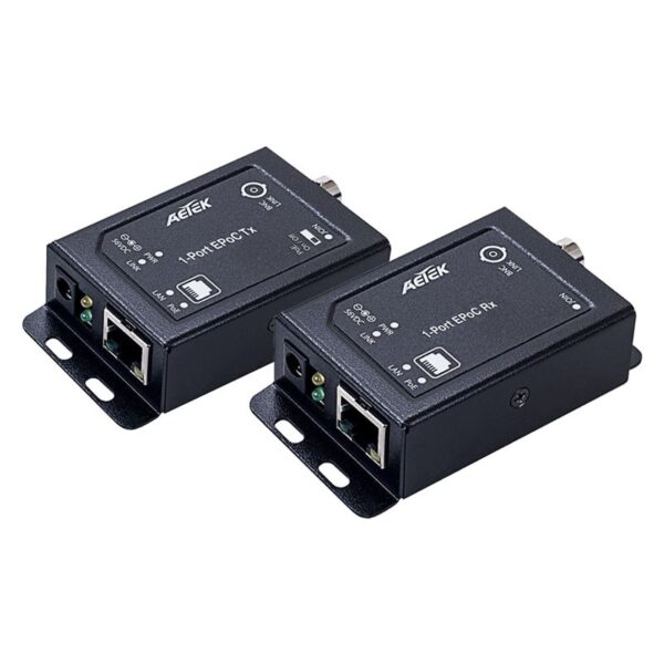 Aetek 1 Port EPoC Kit, 1x Receiver, 1x Transmitter, up to 1200m, PoE Input