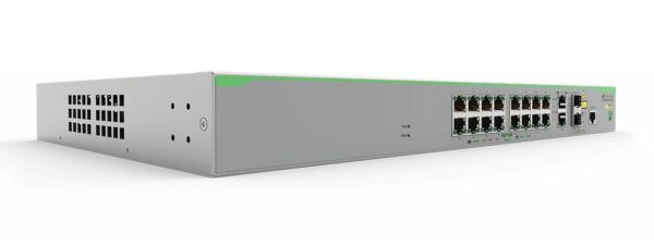 Allied Telesis 16-port PoE Switch, 16x 10/100TX RJ-45+ 2x Gigabit Combo RJ-45/SFP Uplink