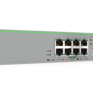Allied Telesis 8-port PoE Switch, 8x 10/100TX RJ-45+ 1x Gigabit Combo RJ-45/SFP Uplink