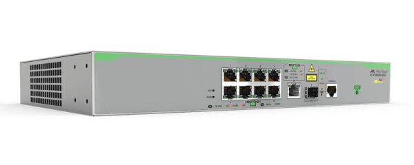 Allied Telesis 8-port PoE Switch, 8x 10/100TX RJ-45+ 1x Gigabit Combo RJ-45/SFP Uplink