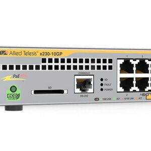 Allied Telesis 8-port Gigabit PoE Switch, 8x 10/100/1000T + 2x Gigabit SFP Ports