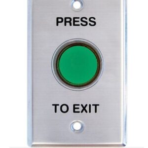 Exit Button, Shrouded, Green, Illuminated, Standard Plate