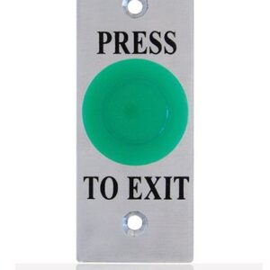 Exit Button, Small Mushroom, Illuminated, Green, Architrave Plate, Fly Leads