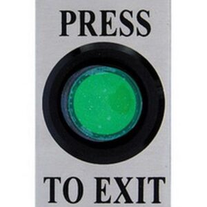 Exit button, flush mount, illuminated, green, architrave plate, fly leads