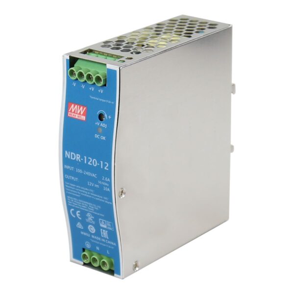 Meanwell 12vDC 10A (120watt) DIN Rail Industrial Power Supply, AC-DC Single output