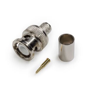RG59 Coax Male BNC Crimp 75 Ohm, 3 part Connector (100 pcs.)