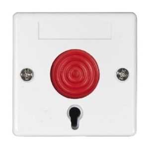 Single button emergency switch , metallic, key resettable