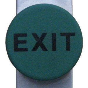 Exit button, Heavy Duty Mushroom, Green, IP66, Vandalproof, Architrave Plate