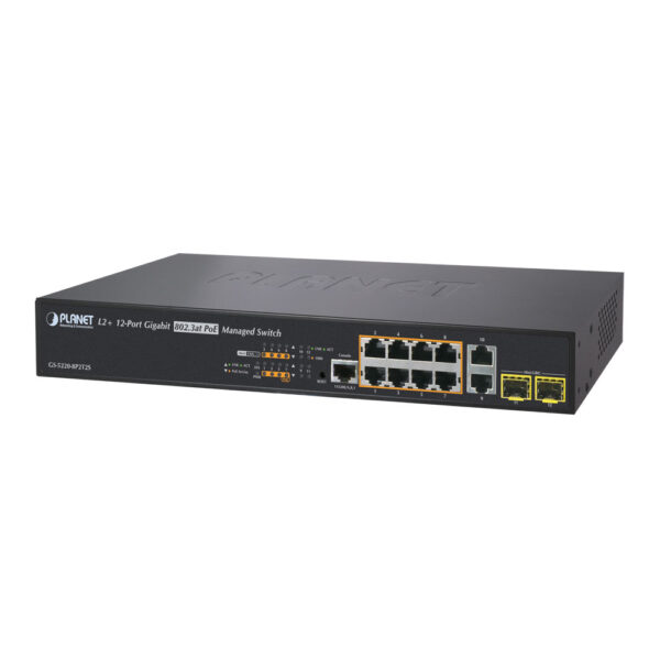 Planet 8 Port Managed Gigabit Switch, 2x 100/1000X SFP Ports, 802.3at, 240W