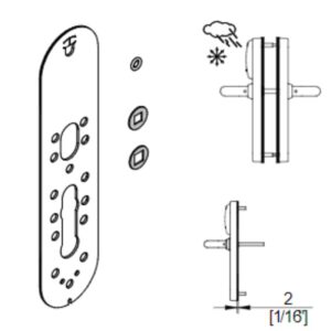 Salto XS4 Outdoor Kit, Wide Body Escutcheon, All Weather External Door Seal