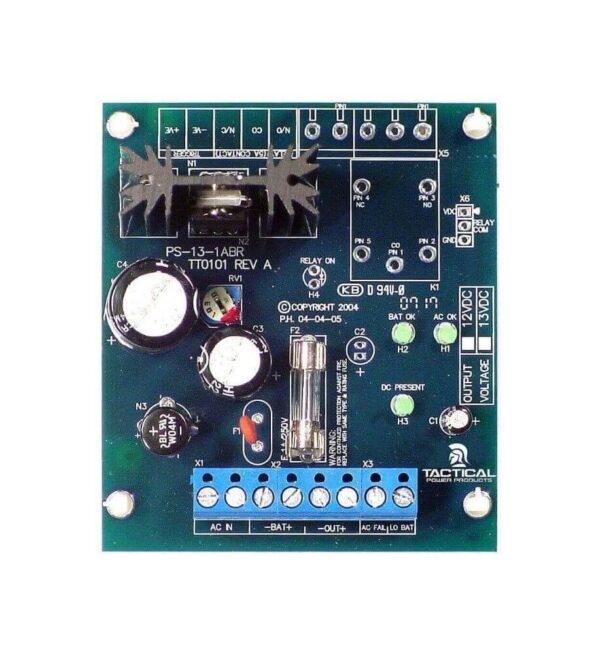 Tactical Power Supply, 13.8VDC, 1A Module, AC & Low Battery Outputs, req plug pack